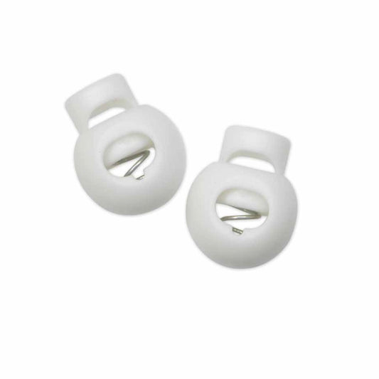 Plastic Round Cord Stops - White - 2 pcs