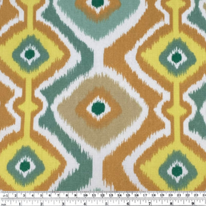 Ikat Indoor/Outdoor Upholstery - 56” - White/Yellow/Orange/Green