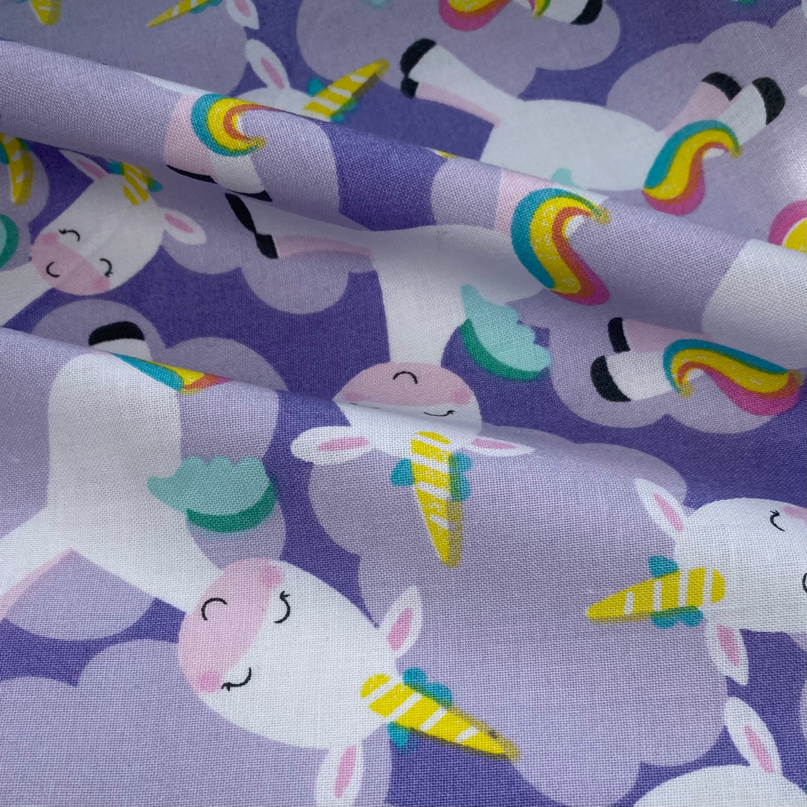 Quilting Cotton - Rainbow Unicorn - Purple