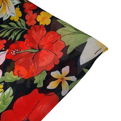 Printed Polyester Chiffon - Aloha Print - Red/Yellow/Black