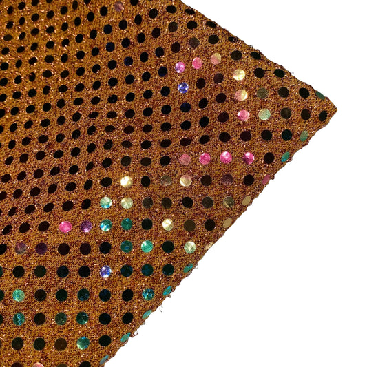 Faux Sequin Shiny Confetti Dot Knit - 44” - Orange/Rainbow