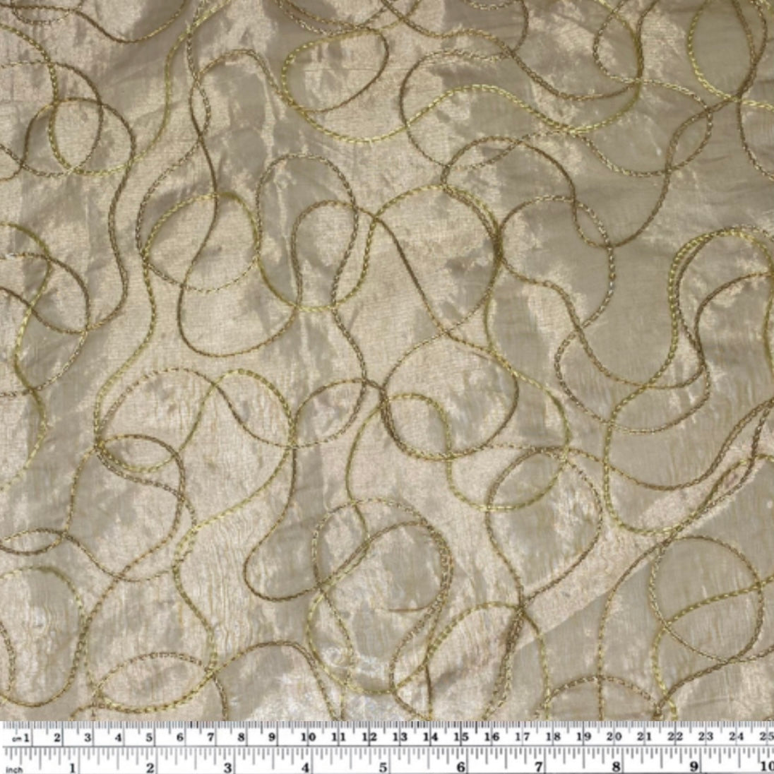 Embroidered Silk Organza - Yellow Gold