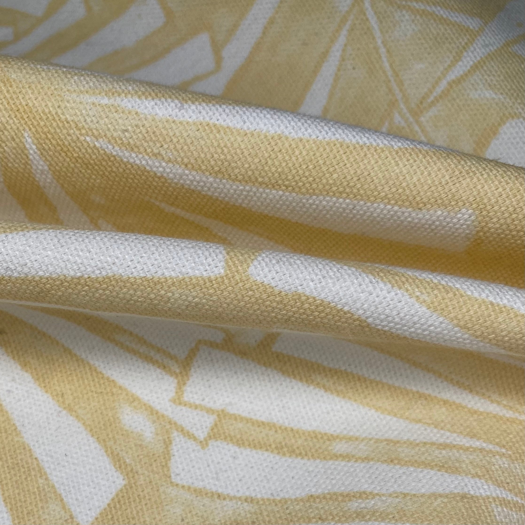 Printed Cotton Canvas Palm Leaves - Yellow/White