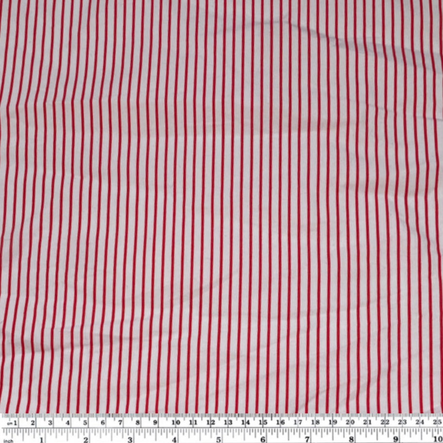 Striped Printed Cotton - White/Red