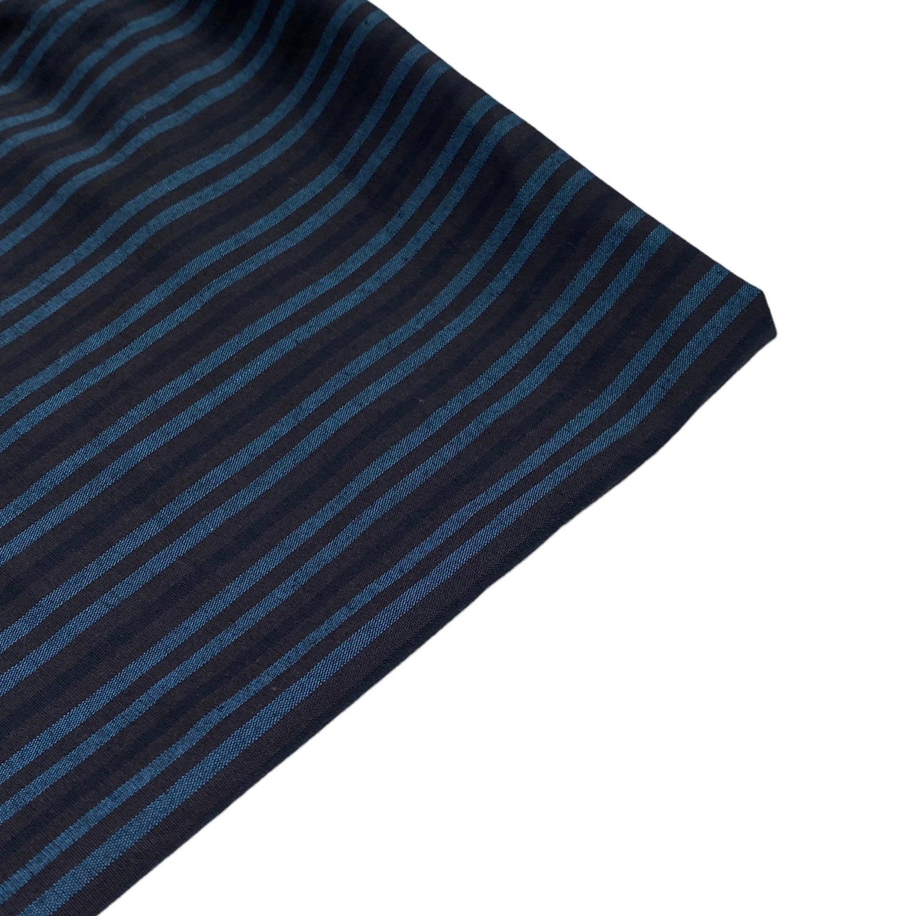 Striped Stretch Cotton Poplin - 50” - Blue/Brown