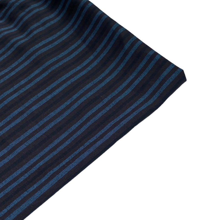 Striped Stretch Cotton Poplin - 50” - Blue/Brown