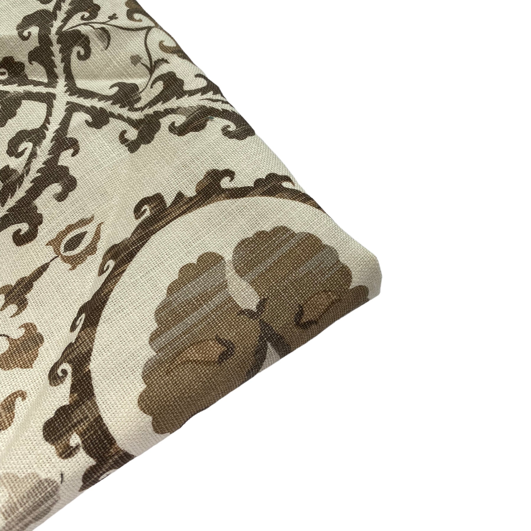 Oxus Printed Linen - Designer Remnant - Lewis & Wood - Ivory/Brown