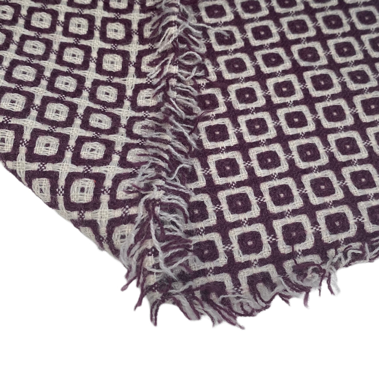 Wool Blend Coating - Squares - Purple/White