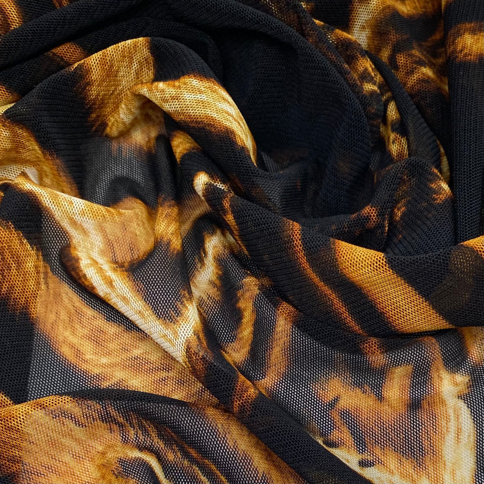Printed Stretch Mesh - Animal Print - Brown/Black
