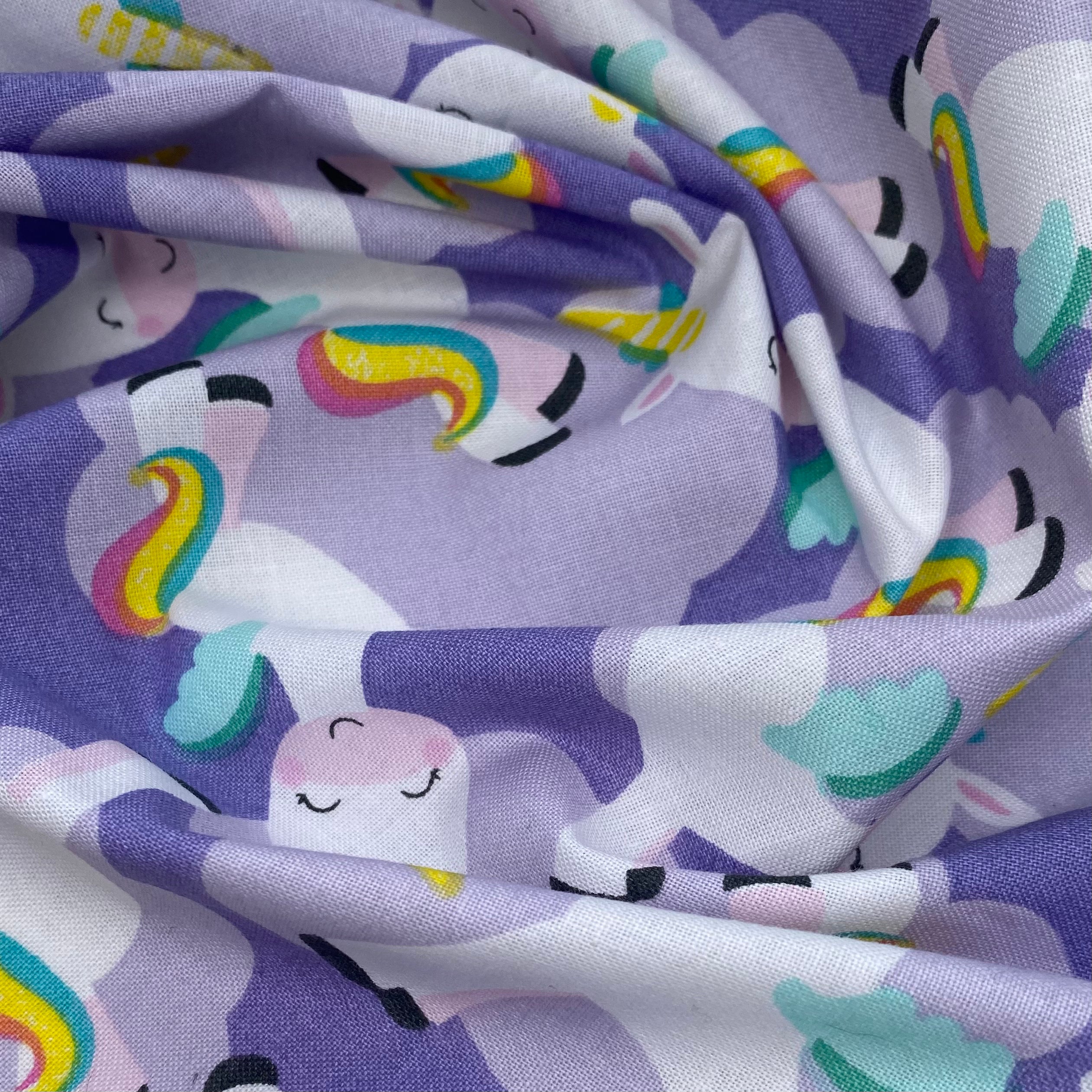 Quilting Cotton - Rainbow Unicorn - Purple