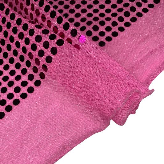 Faux Sequin Large Shiny Confetti Dot Knit - 46” - Hot Pink