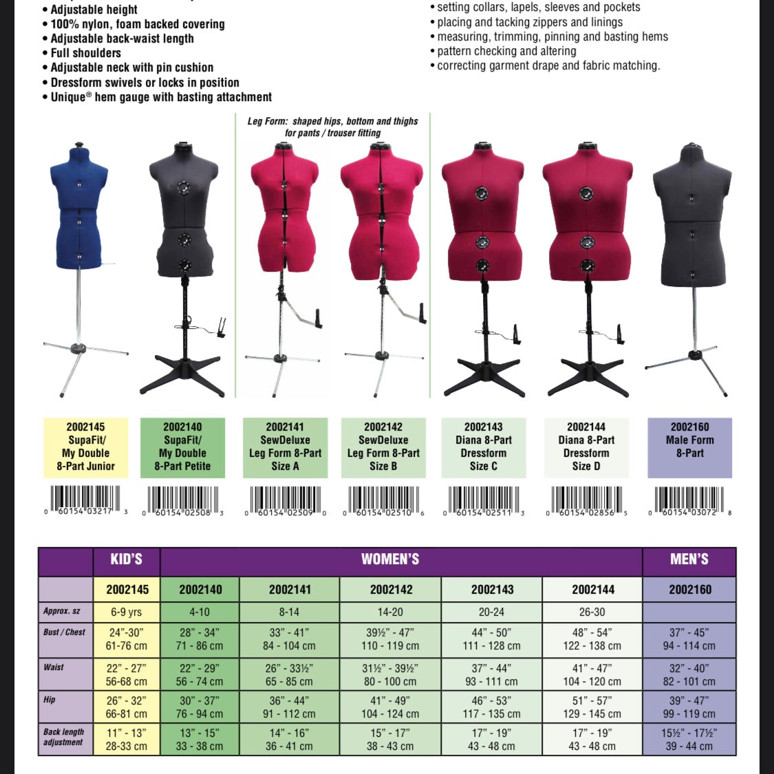 Leg Form - Size A - Dress Size 8-14