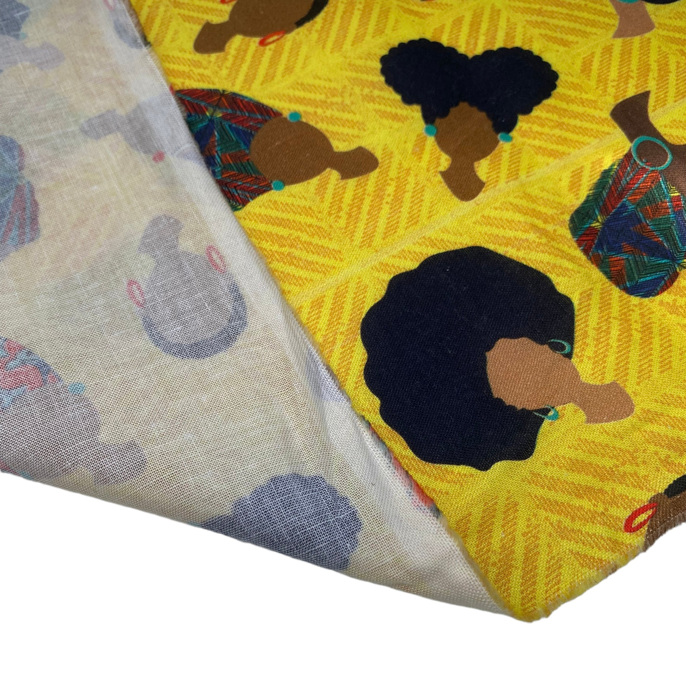 Printed Cotton - Coiffed Crowns - Yellow