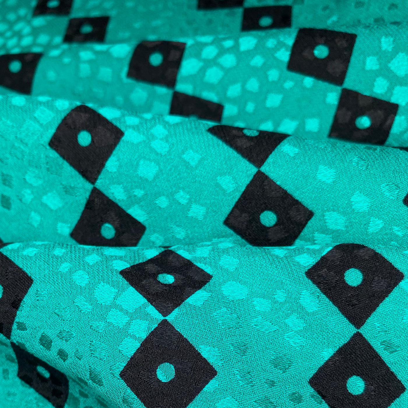 Printed Silk Crepe De Chine - Green/Black