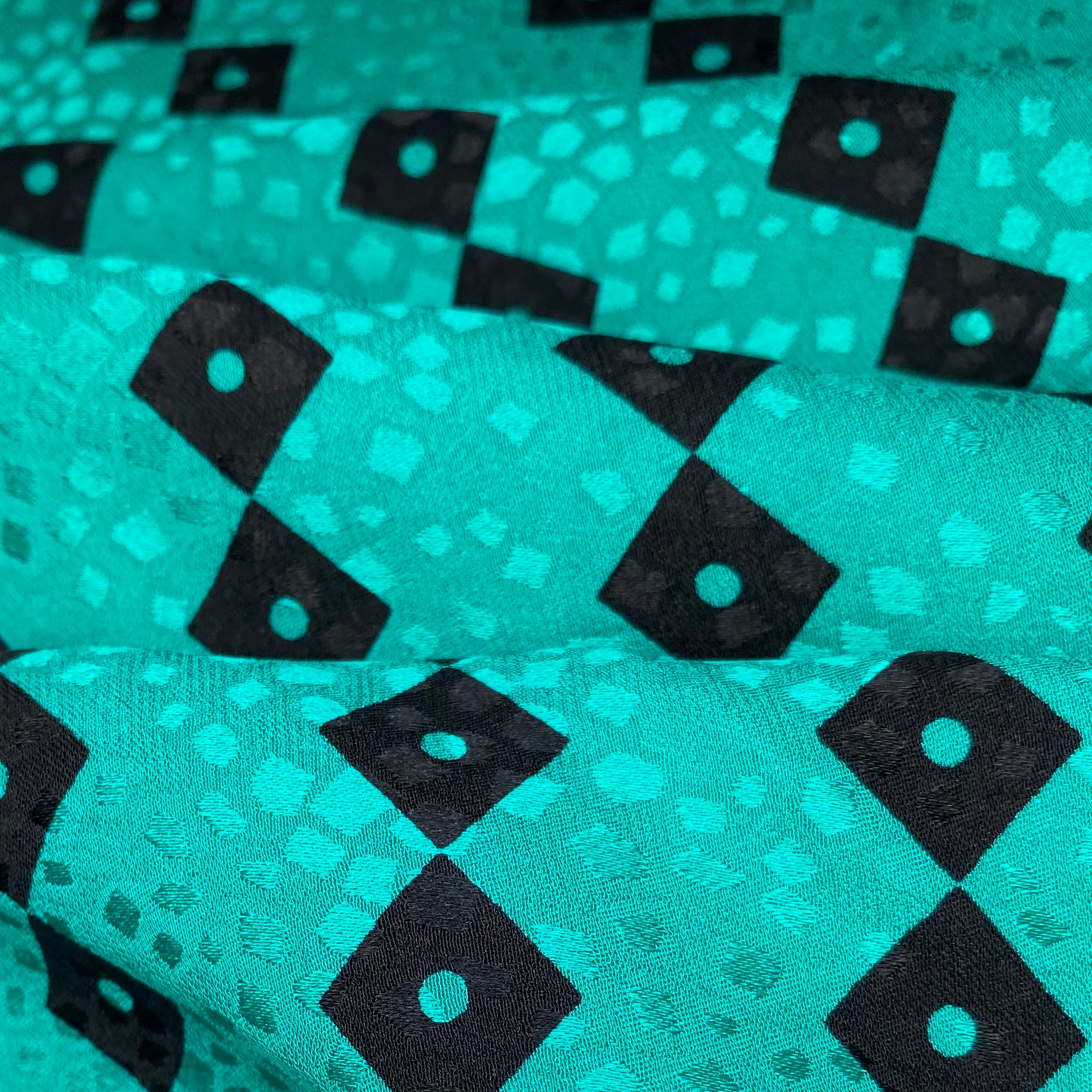 Printed Silk Crepe De Chine - Green/Black