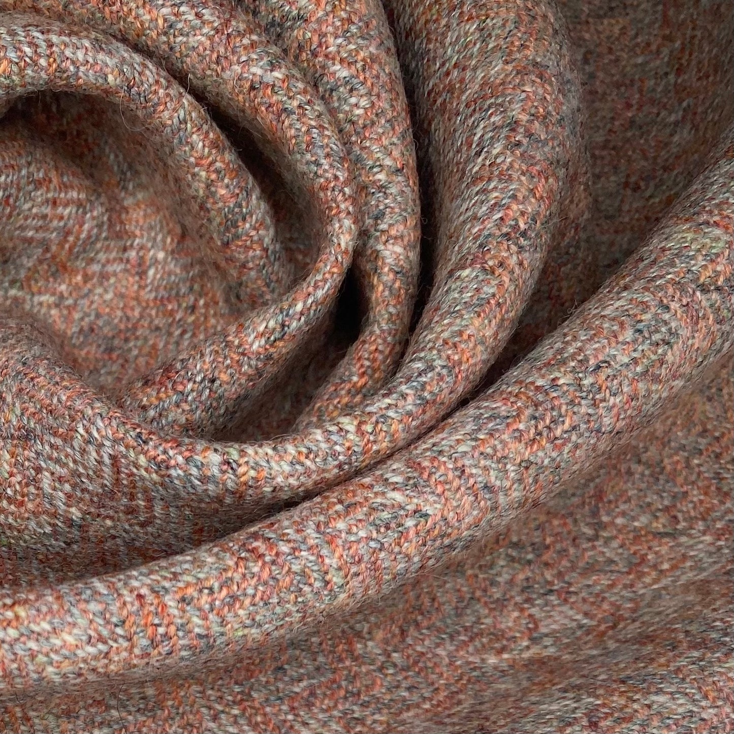 Wool Coating - Herringbone - Pink/Grey