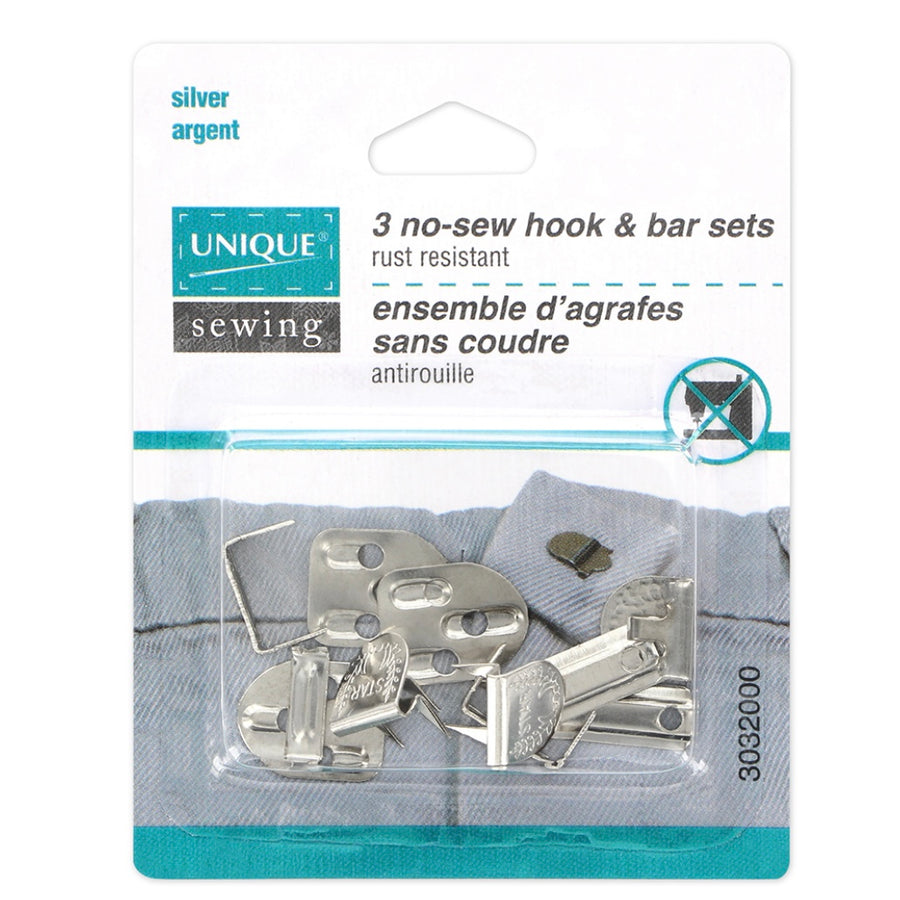 No-Sew Hook & Bar Sets - Silver - 3 sets