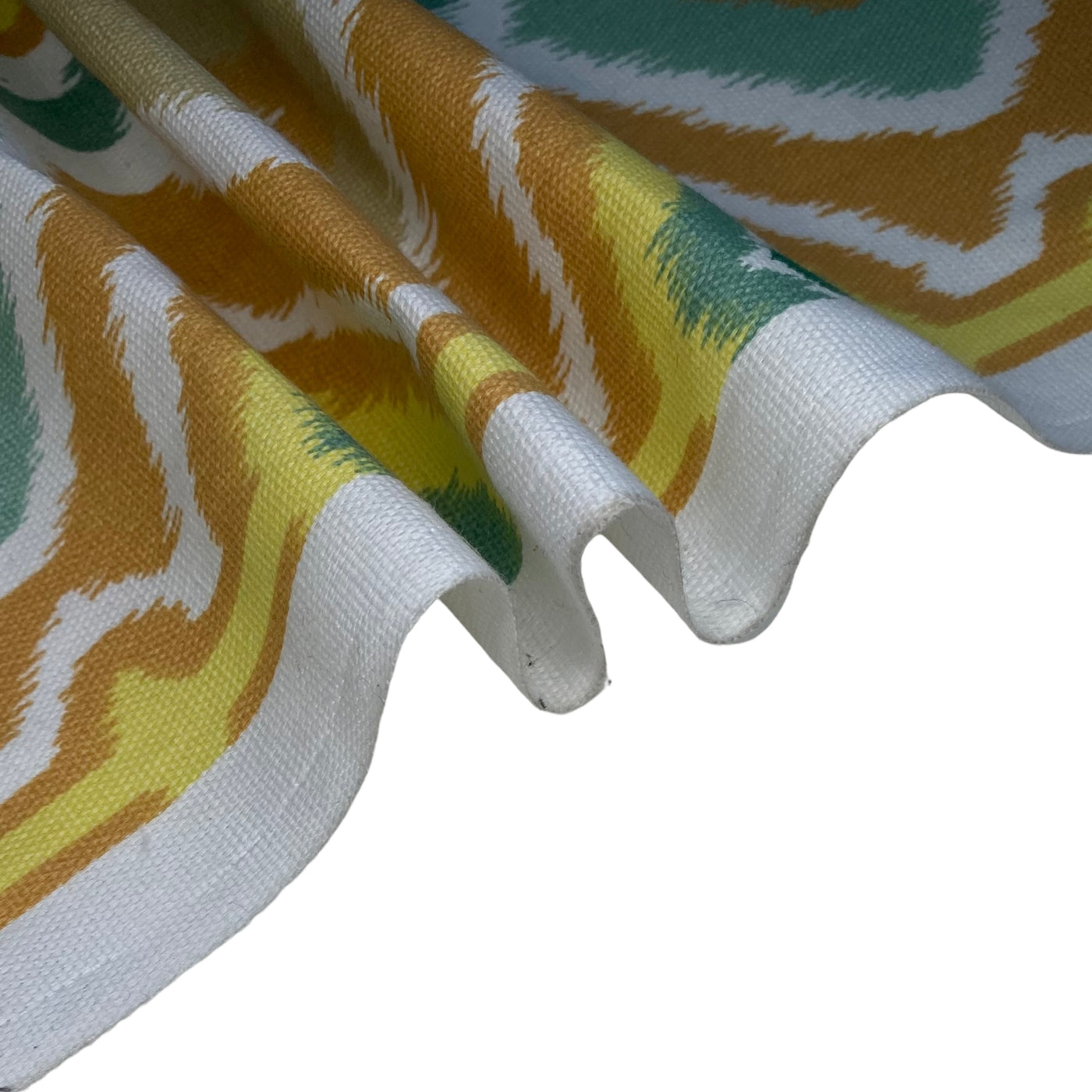 Ikat Printed Indoor/Outdoor Upholstery - White/Yellow/Orange/Green