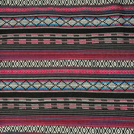 Woven Polyester - Striped Aztec  - Pink / Black