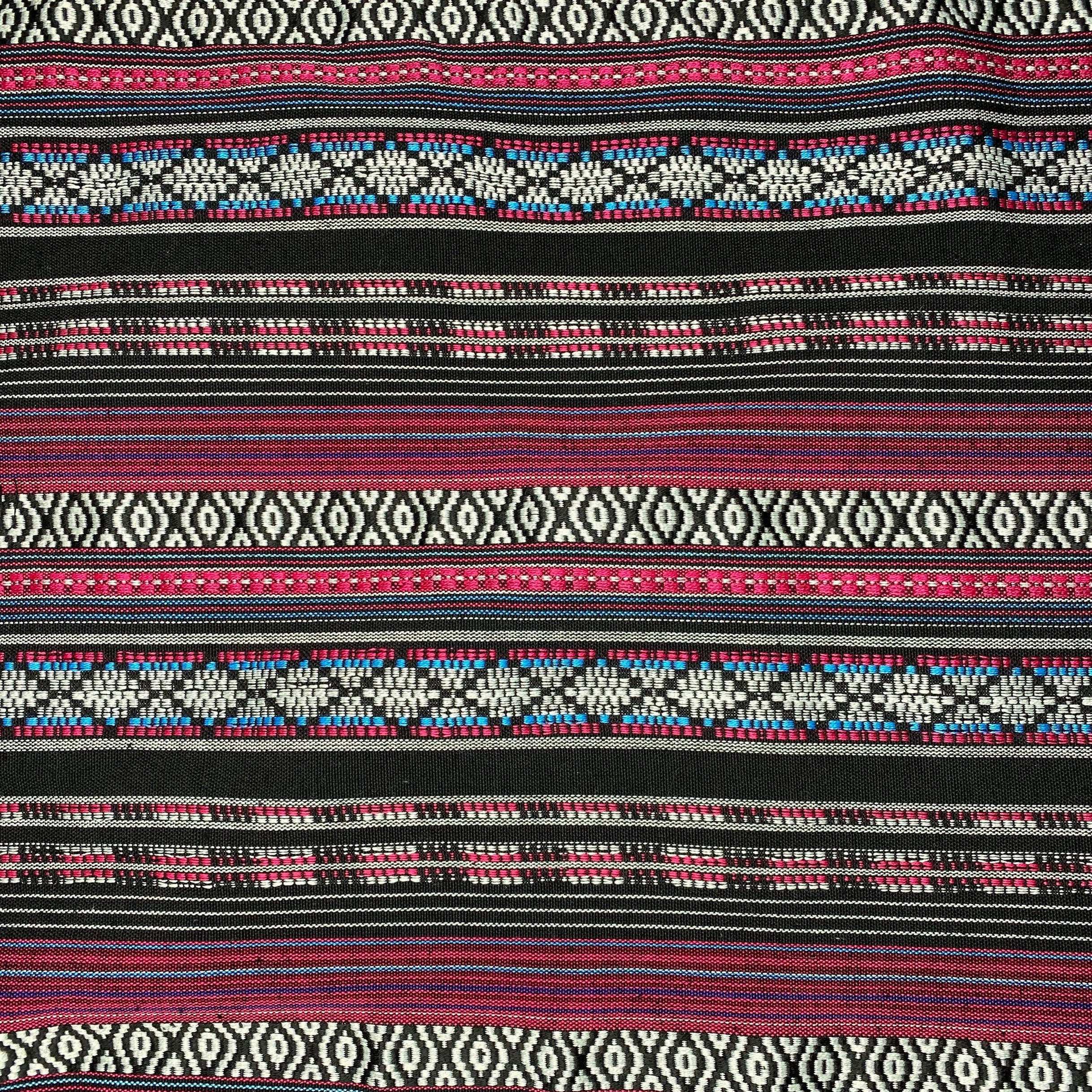 Woven Polyester - Striped Aztec  - Pink / Black