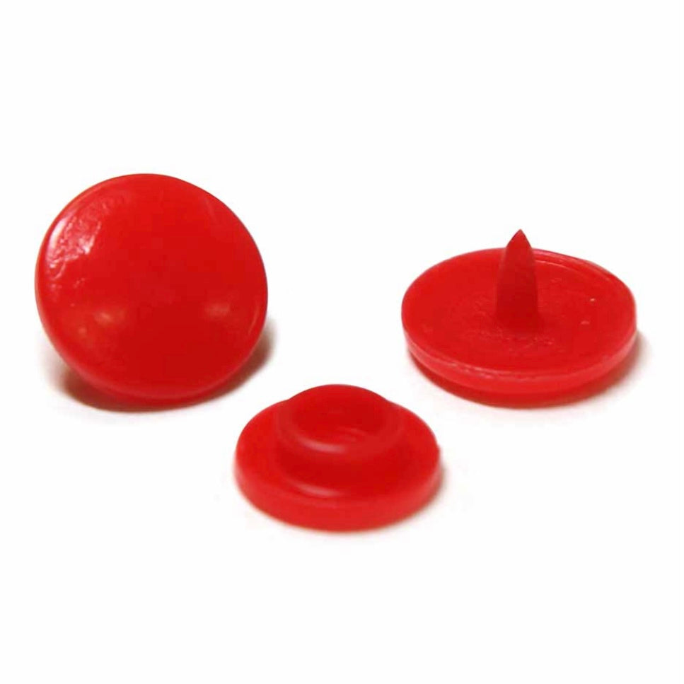 Plastic Snap Fasteners - Size 2 - 11mm (3/8″) - 30 sets - Red