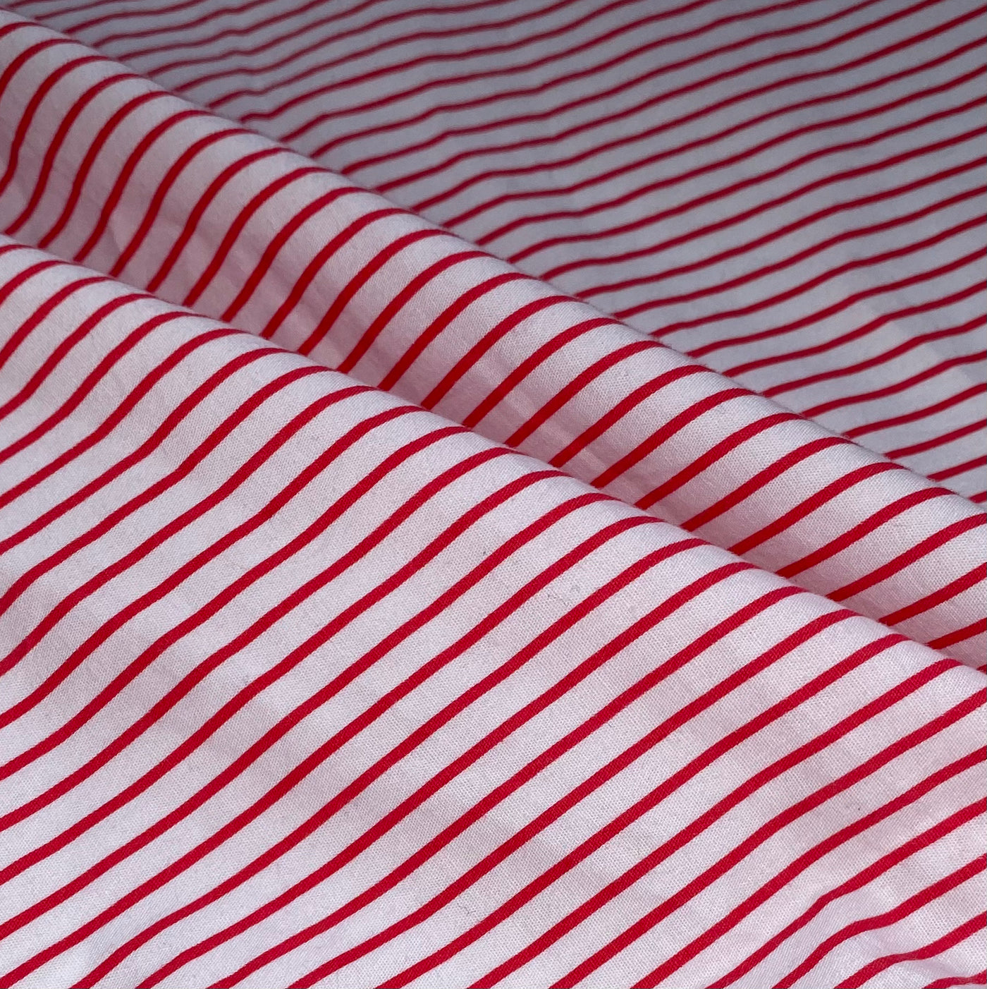 Striped Printed Cotton - White/Red
