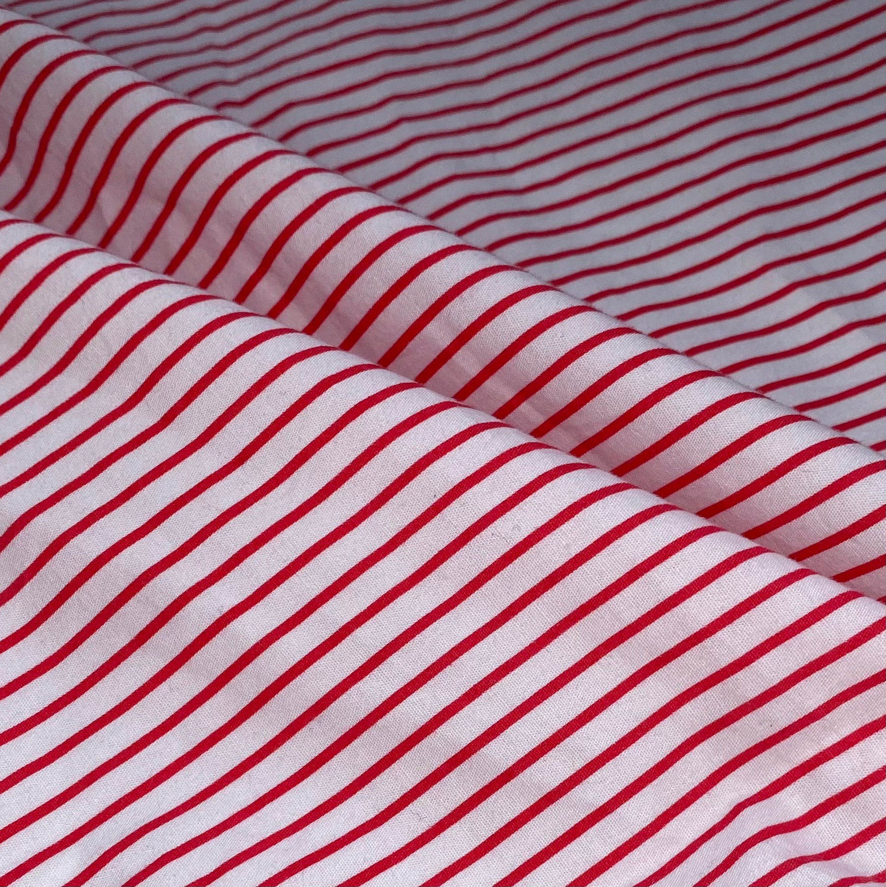 Striped Printed Cotton - White/Red