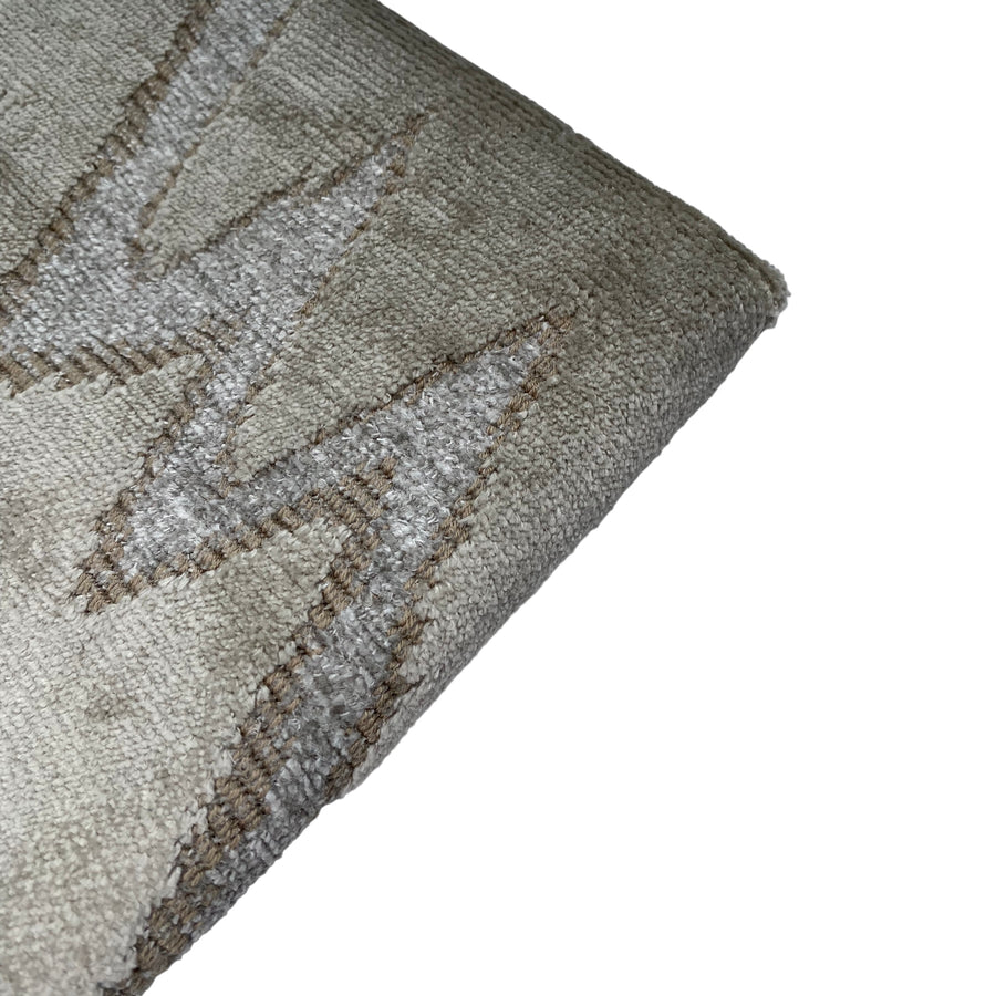 Patterned Cotton Velvet Upholstery - Designer Remnant - Beige