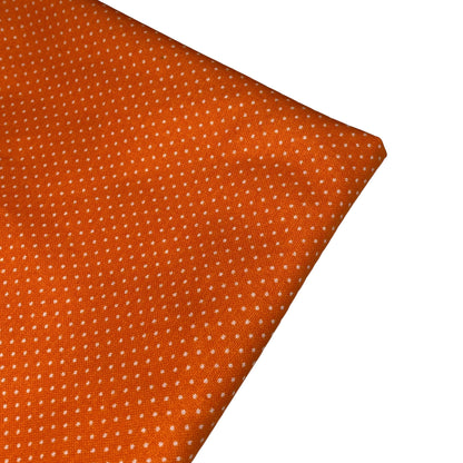 Quilting Cotton - Tiny Polka Dots - Remnant 1 1/2 Yards - Orange/White