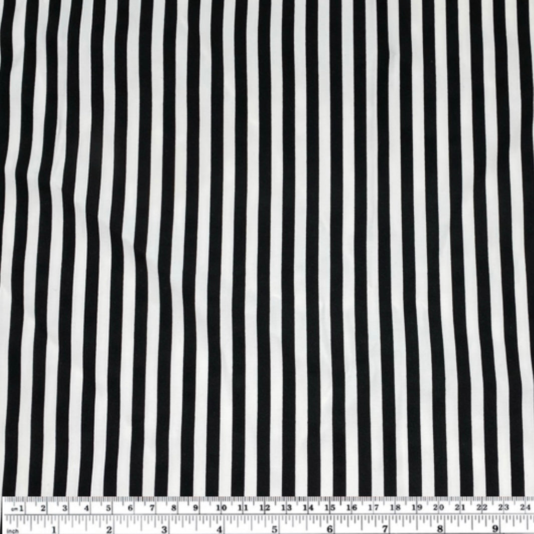 Striped Mercerized Cotton - 60” - Black/White