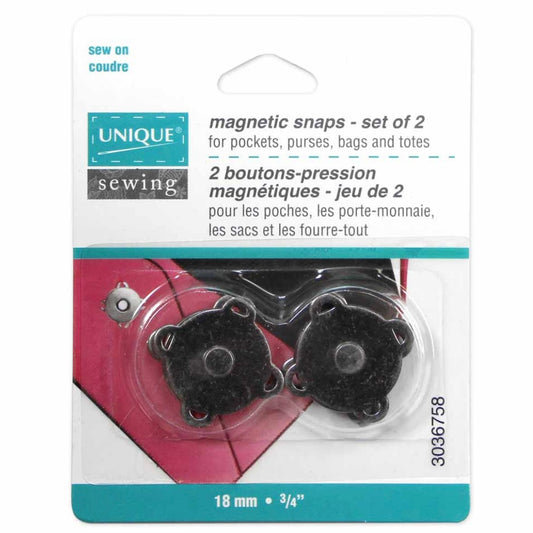 Sew-On Magnetic Snaps - 18mm - Gunmetal - 2 sets