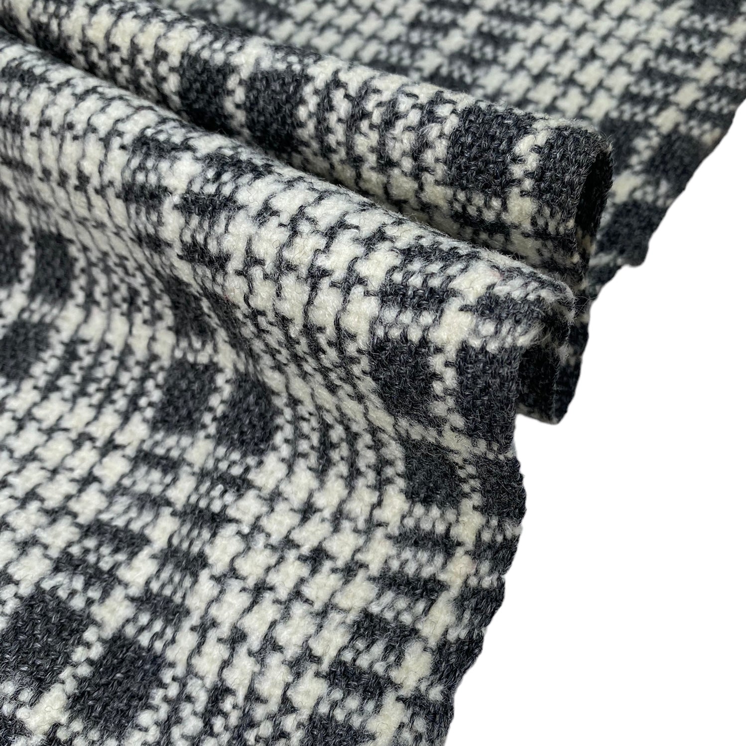 Plaid Wool Coating - Remnant - Grey/White