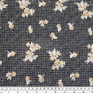 Floral Printed Polyester Crepe - 44” - Black/Beige