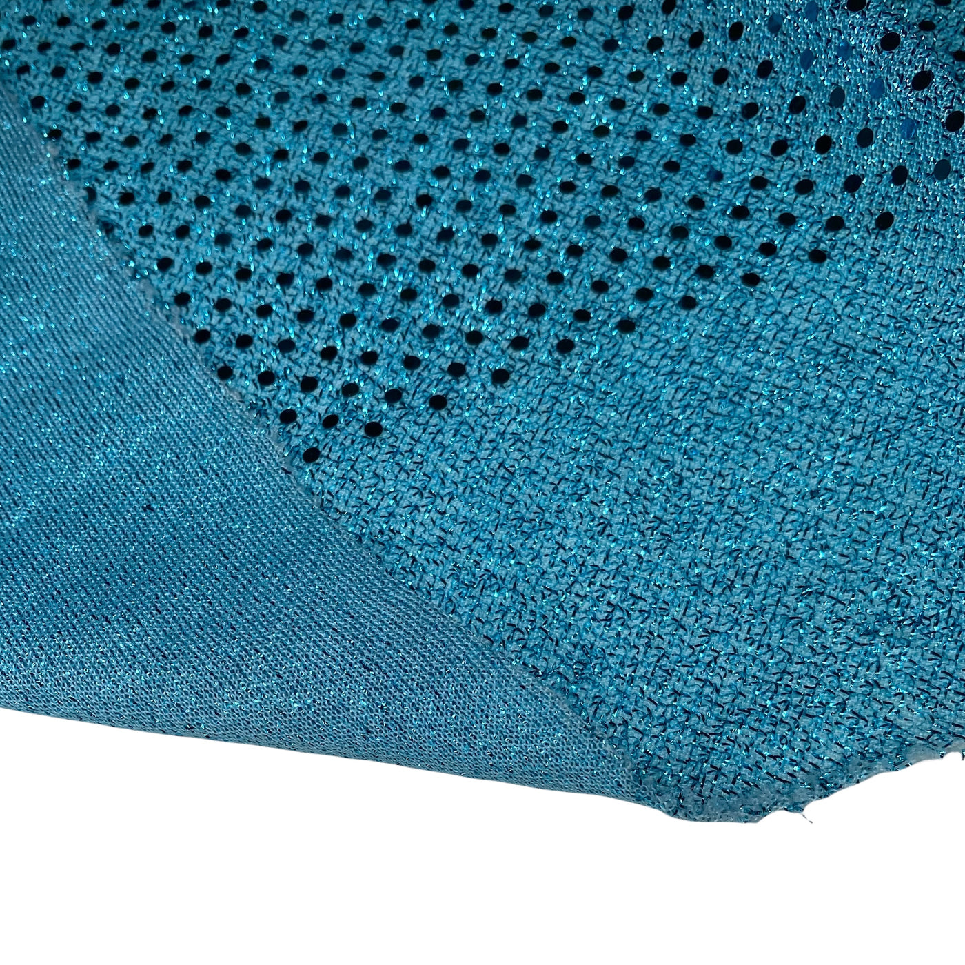 Faux Small Sequin Shiny Confetti Dot Knit - 46” - Aqua