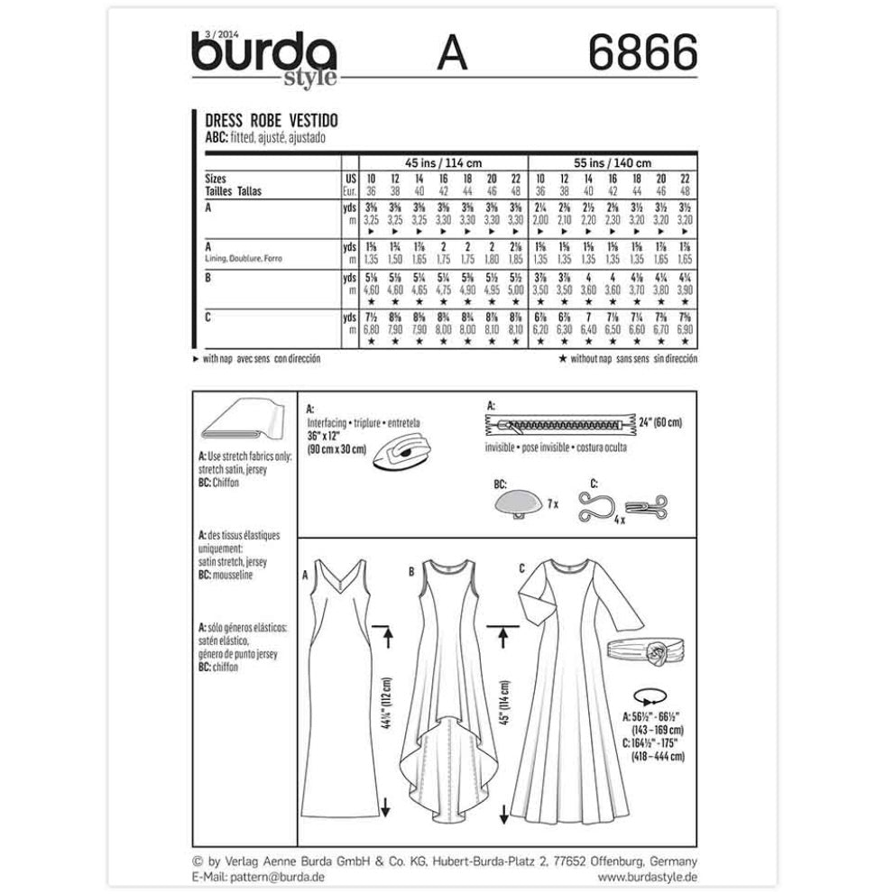 Evening Dress Sewing Pattern - Burda Style 6866