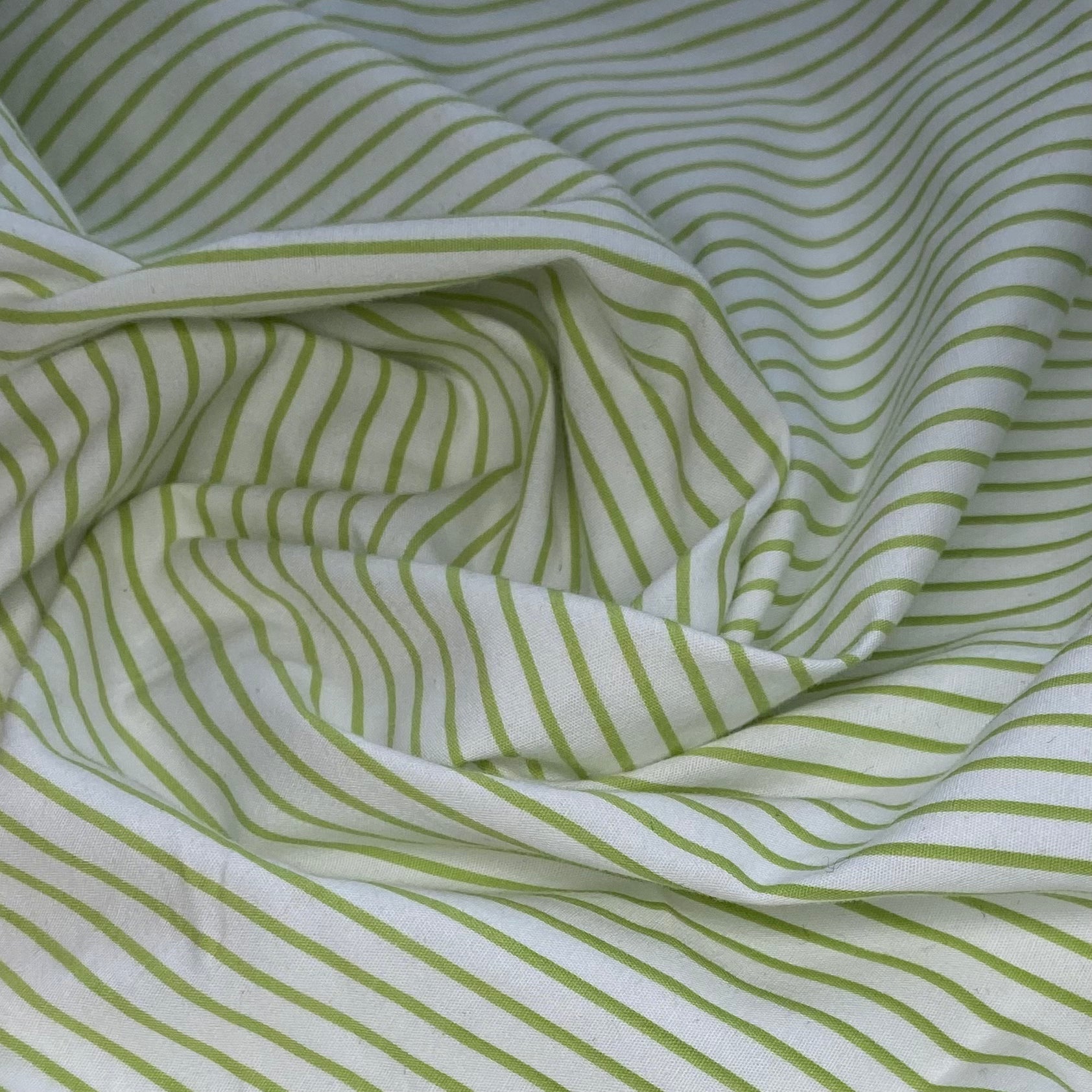 Striped Printed Cotton - White/Green