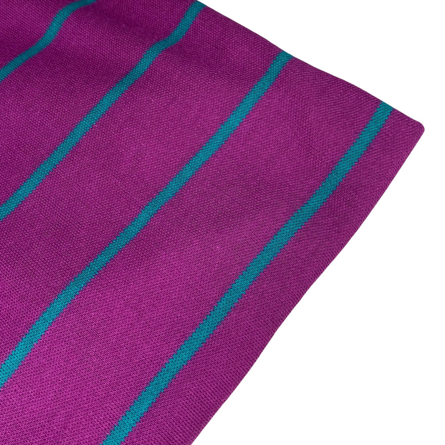 Striped Cotton Knit - 66” - Purple/Teal