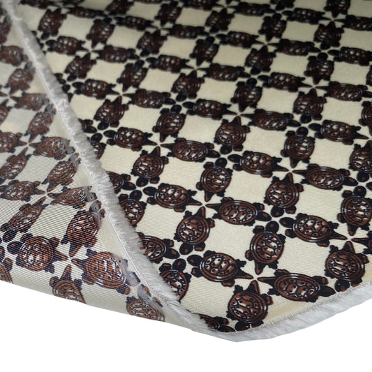 Turtle Silk Twill - Ivory/Brown