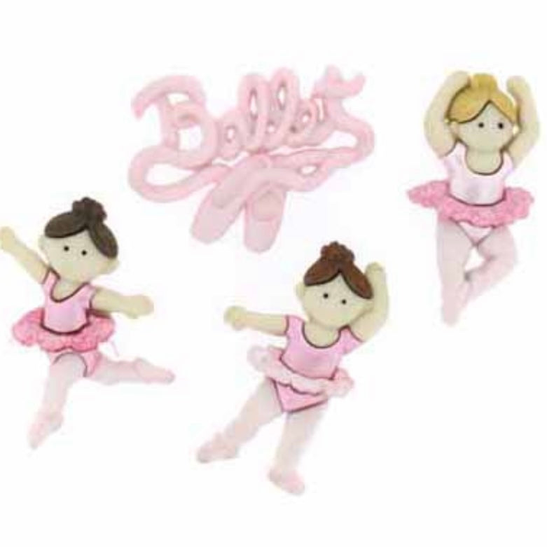 Novelty Buttons - Little Ballerinas - 4pcs
