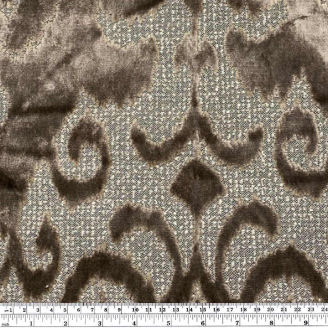 Patterned Velvet Upholstery - Designer Remnant - 1 1/2 Yards